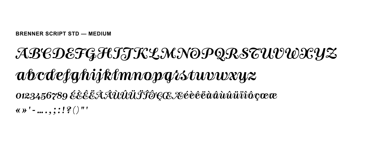Spécimen de Brenner Script Std Medium
