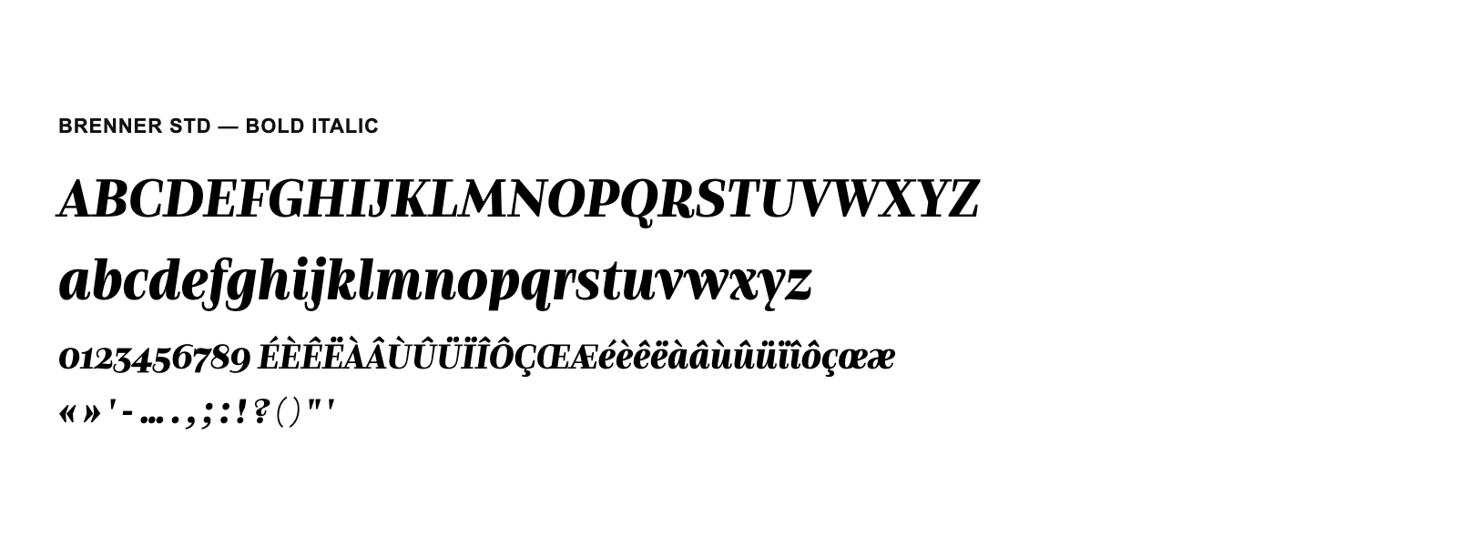 Spécimen de Brenner Std Bold Italic