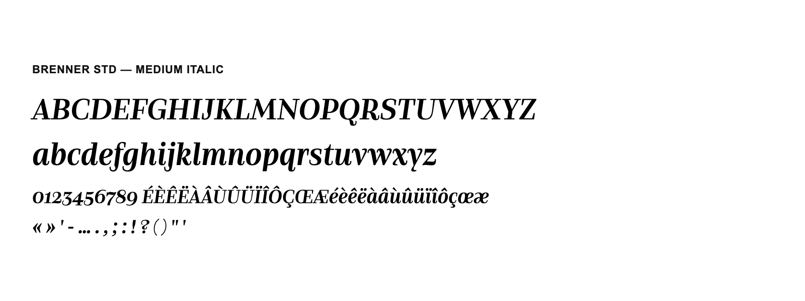 Spécimen de Brenner Std Medium Italic