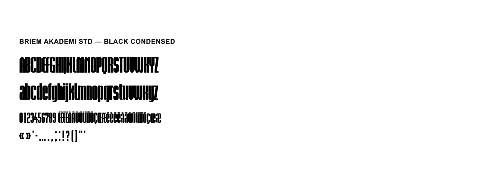 Spécimen de Briem Akademi Std Black Condensed