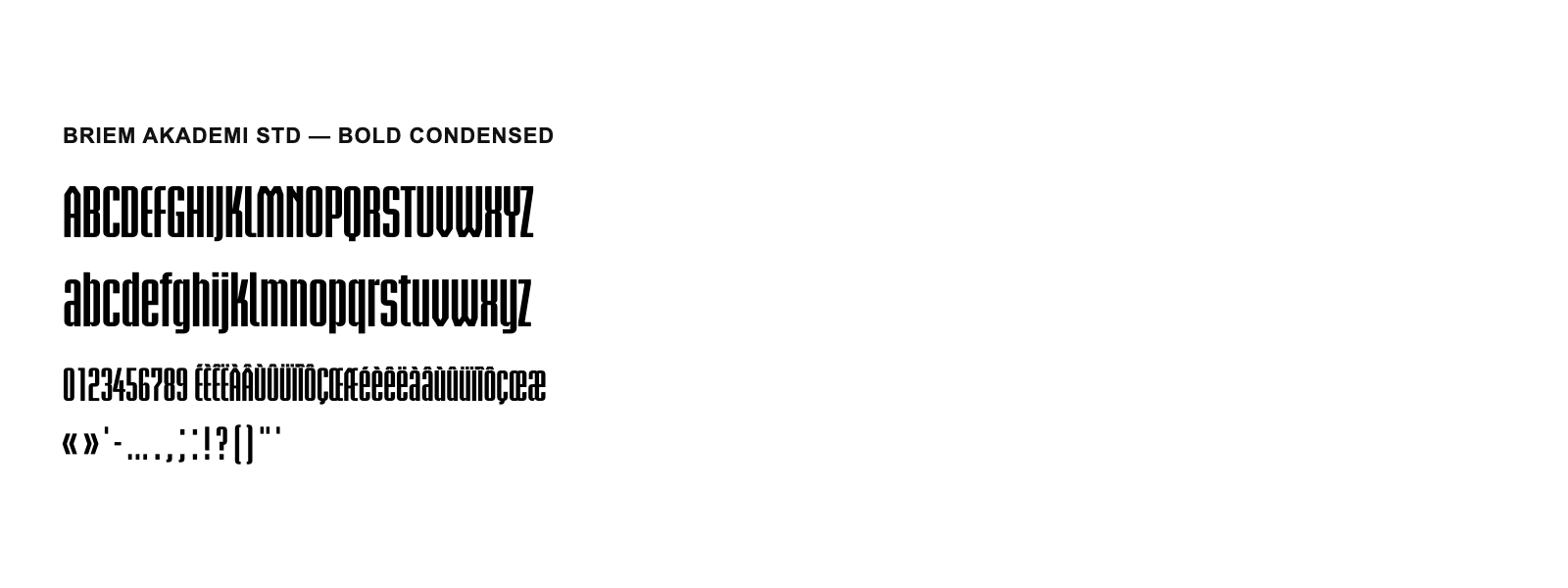 Spécimen de Briem Akademi Std Bold Condensed