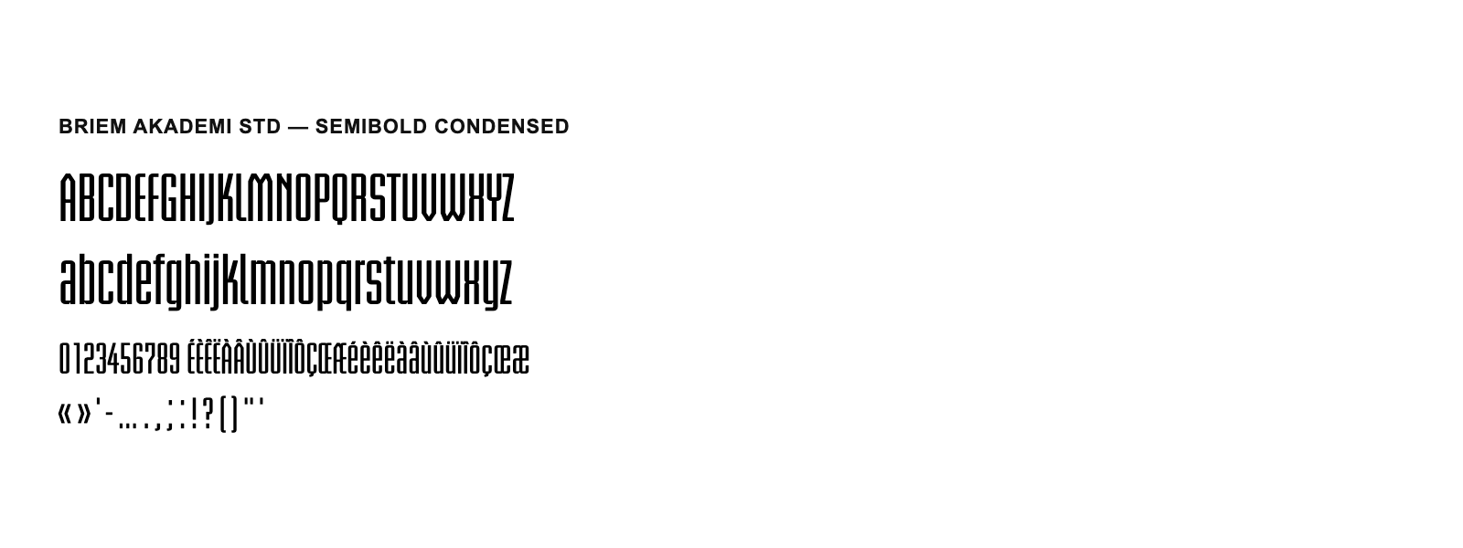 Spécimen de Briem Akademi Std Semibold Condensed