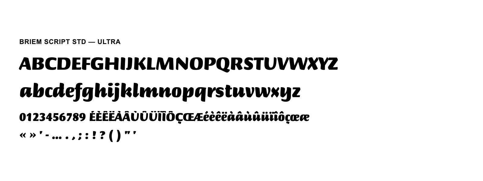 Spécimen de Briem Script Std Ultra
