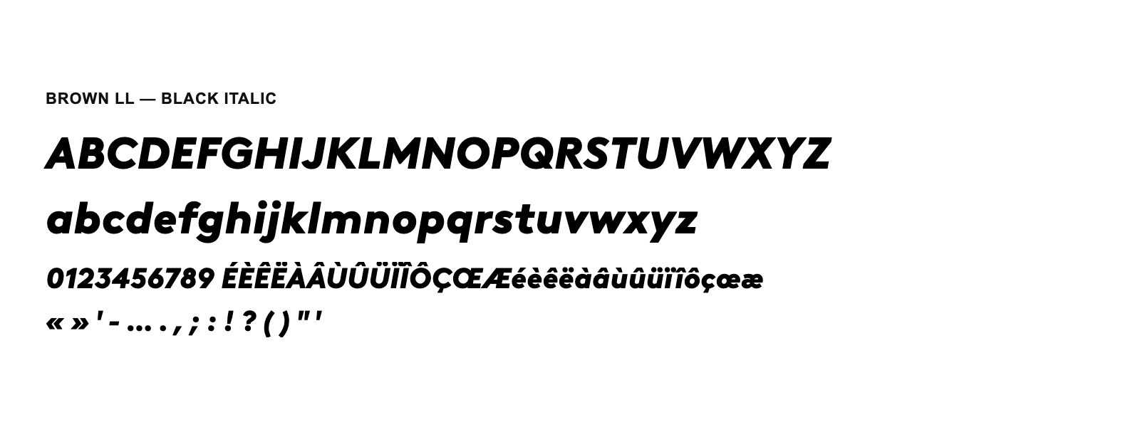 Spécimen de Brown LL Black Italic