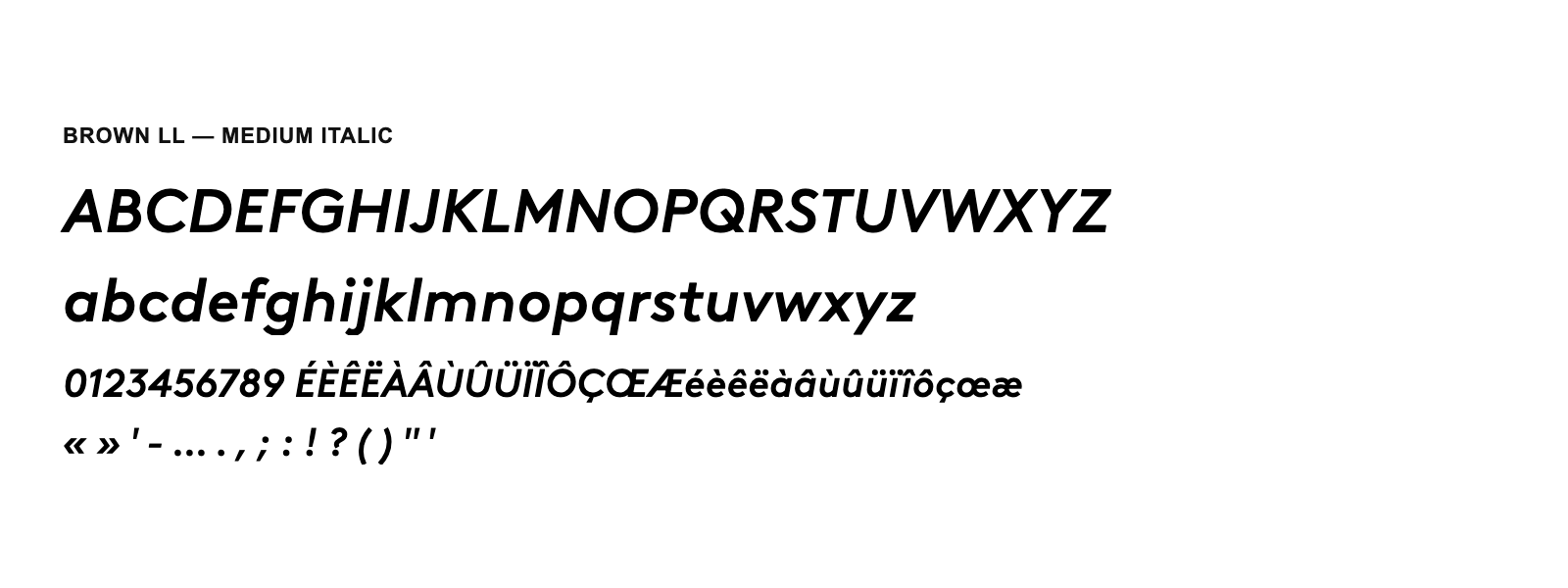 Spécimen de Brown LL Medium Italic