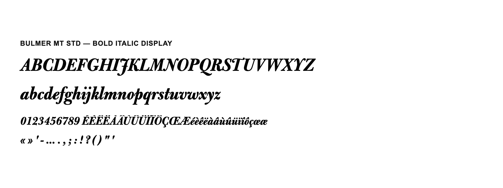 Spécimen de Bulmer MT Std Bold Italic Display