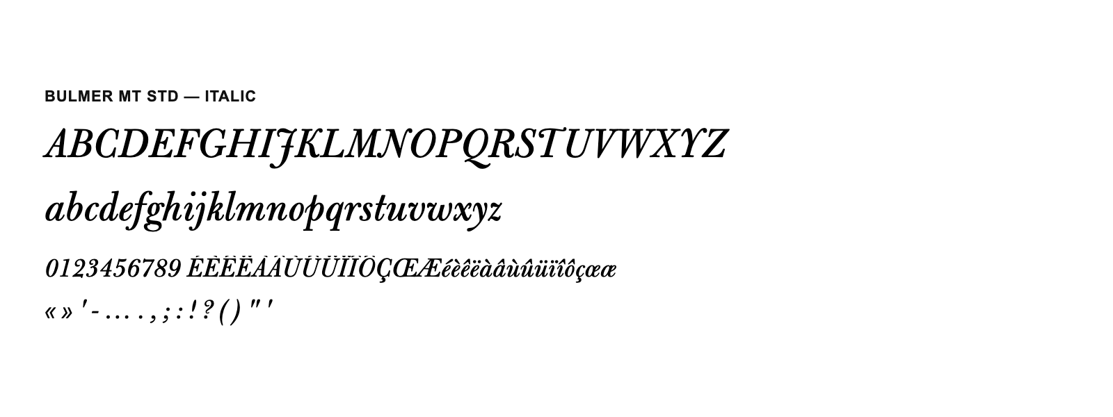Spécimen de Bulmer MT Std Italic