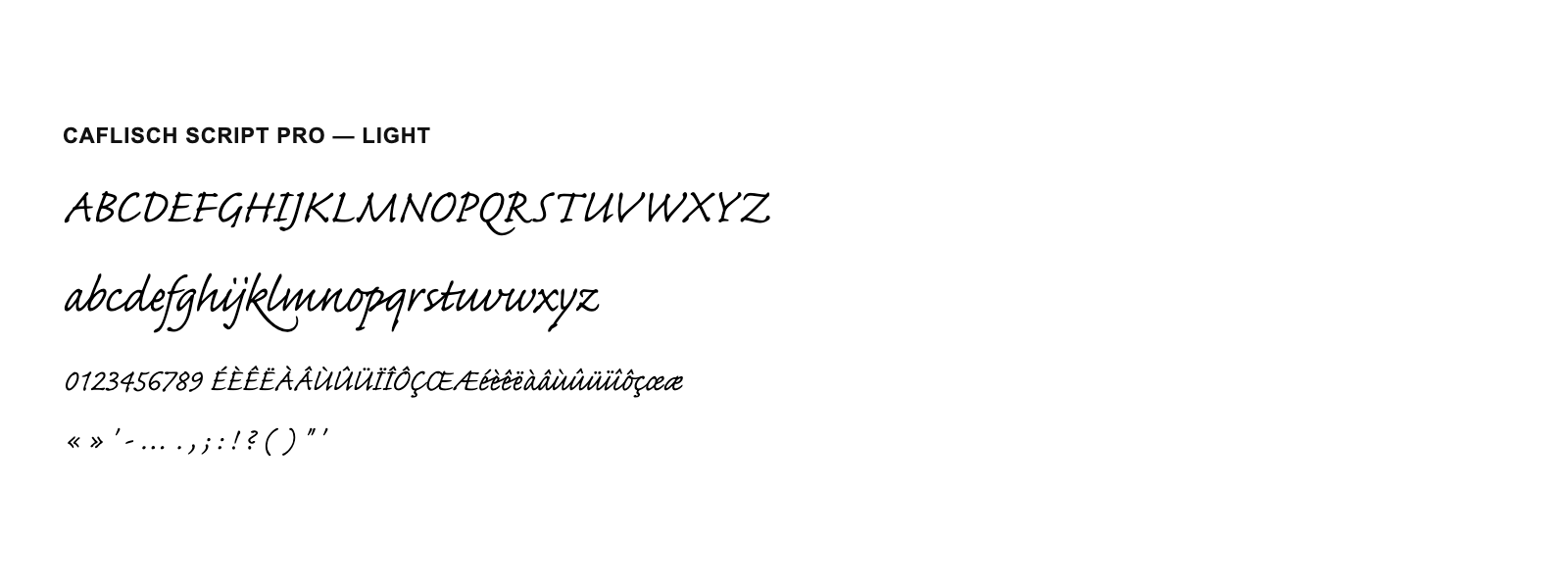 Spécimen de Caflisch Script Pro Light