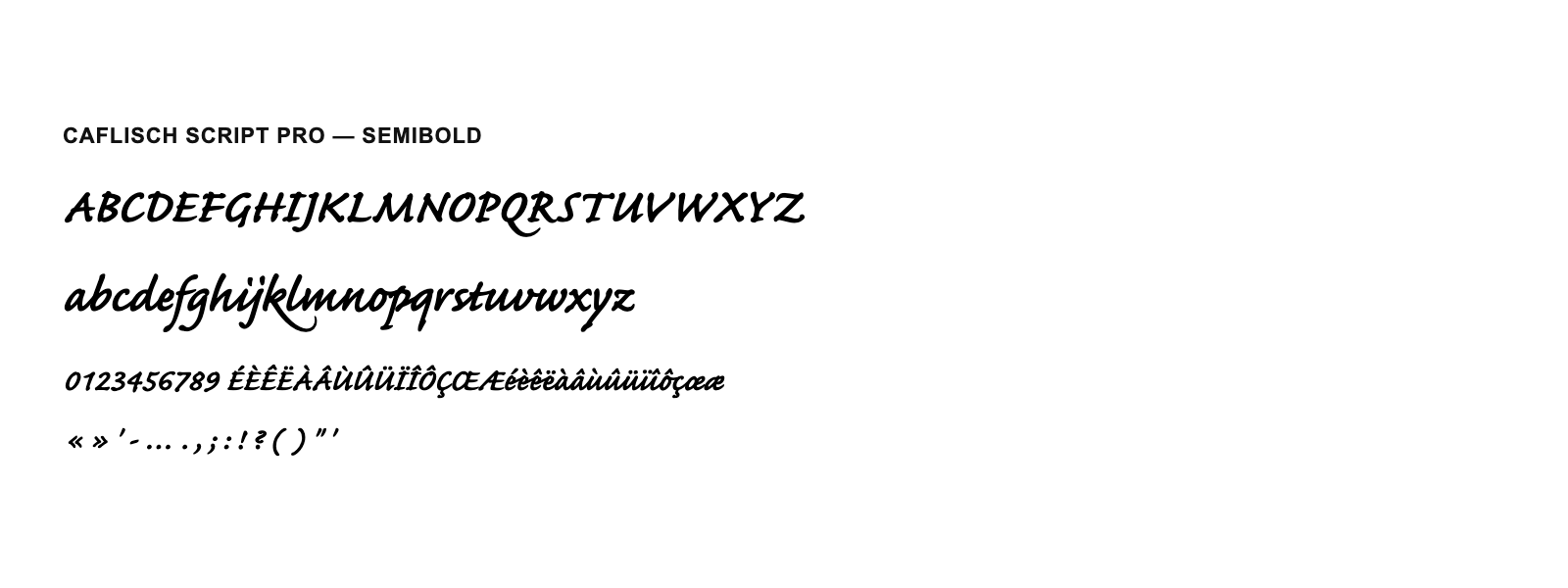 Spécimen de Caflisch Script Pro Semibold