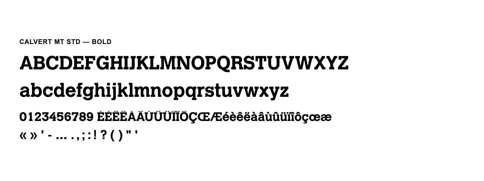 Spécimen de Calvert MT Std Bold