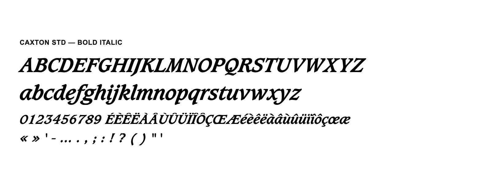 Spécimen de Caxton Std Bold Italic