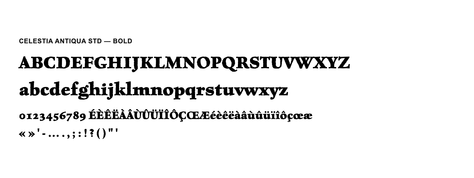 Spécimen de Celestia Antiqua Std Bold