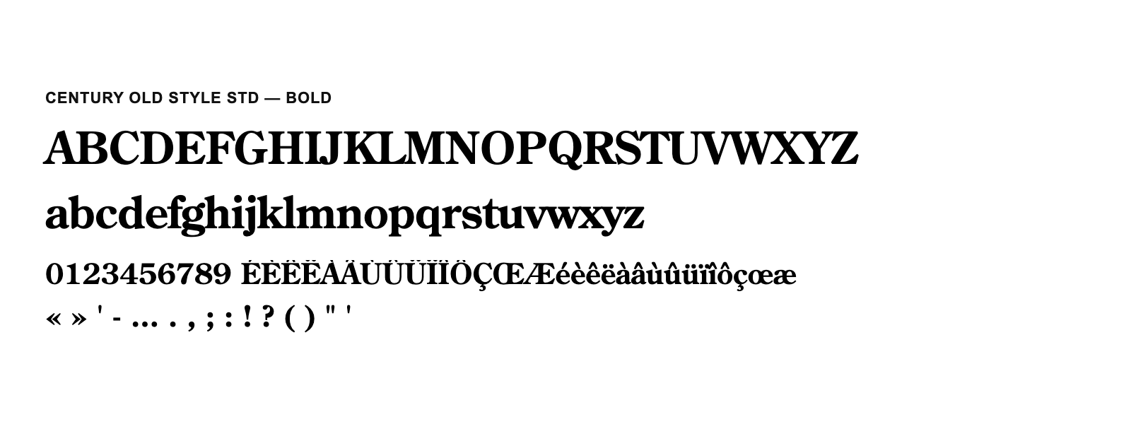 Spécimen de Century Old Style Std Bold