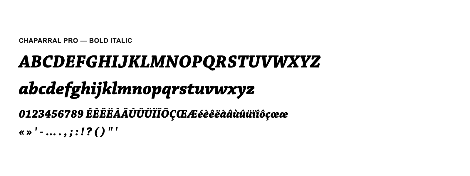 Spécimen de Chaparral Pro Bold Italic