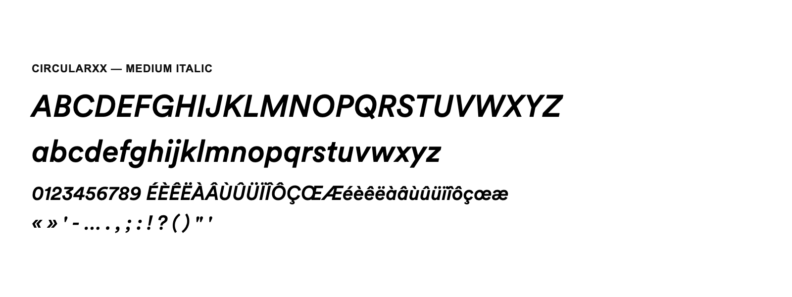 Spécimen de CircularXX Medium Italic