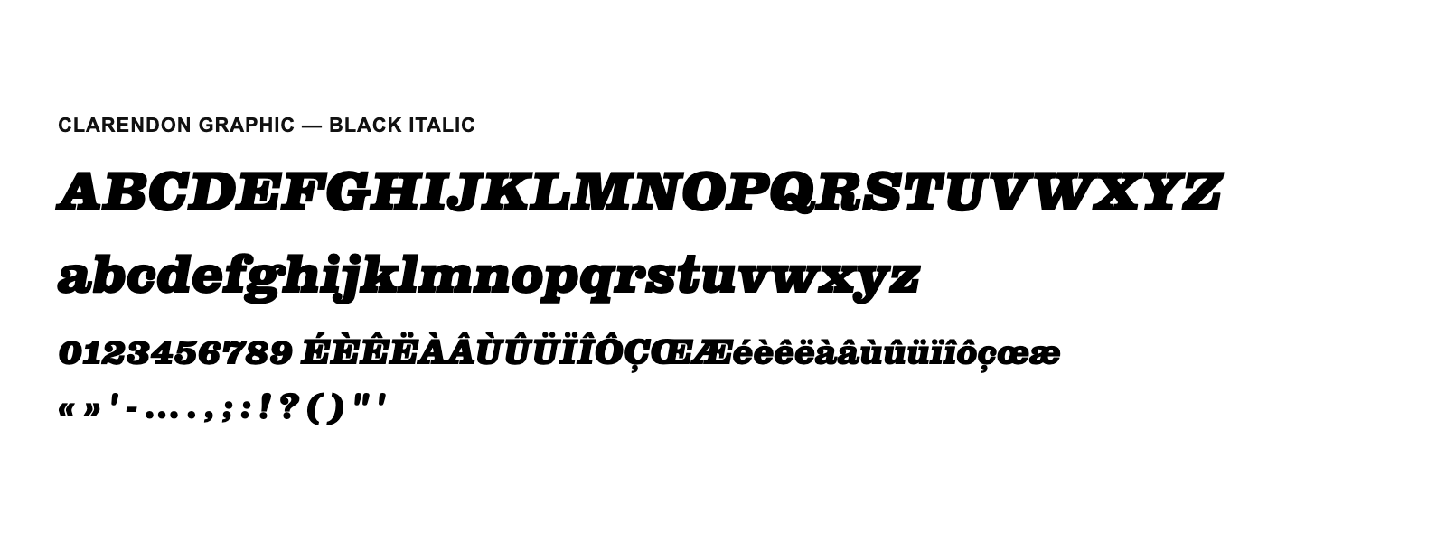 Spécimen de Clarendon Graphic Black Italic