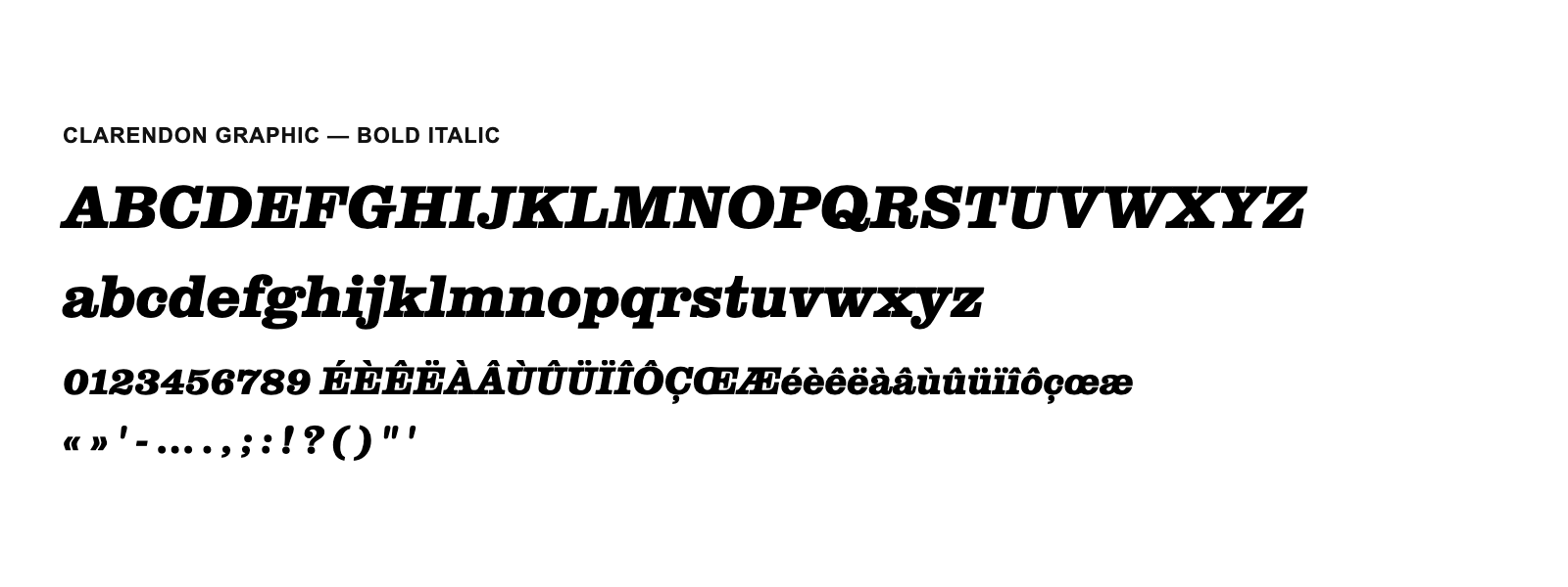 Spécimen de Clarendon Graphic Bold Italic