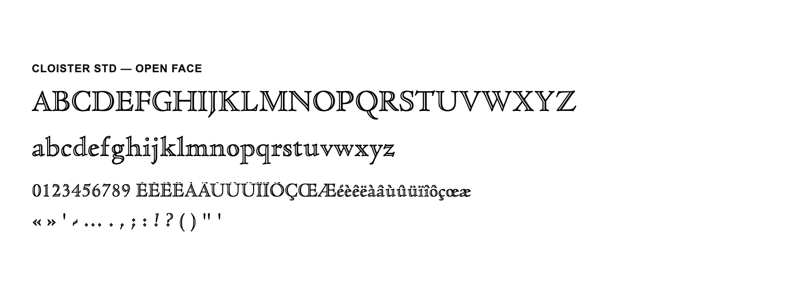 Spécimen de Cloister Std Open Face