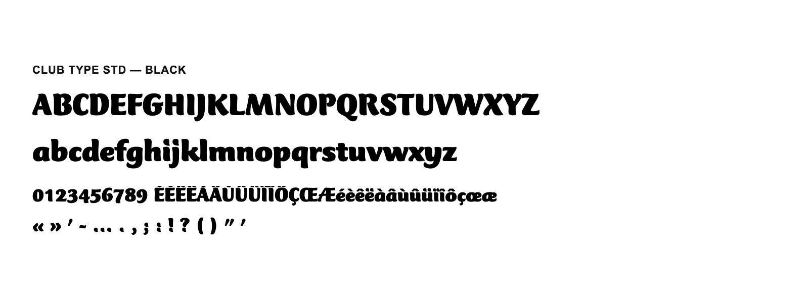 Spécimen de Club Type Std Black
