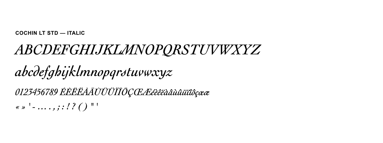 Spécimen de Cochin LT Std Italic