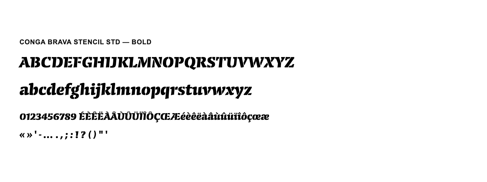 Spécimen de Conga Brava Stencil Std Bold