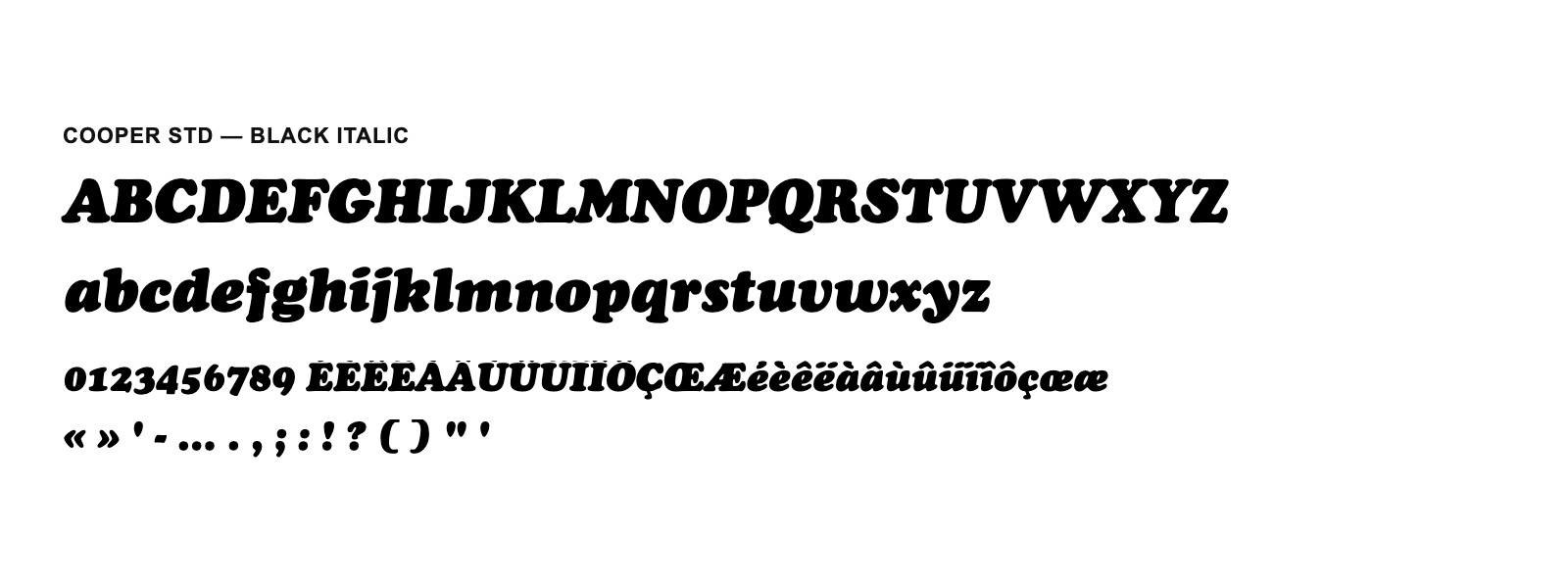 Spécimen de Cooper Std Black Italic