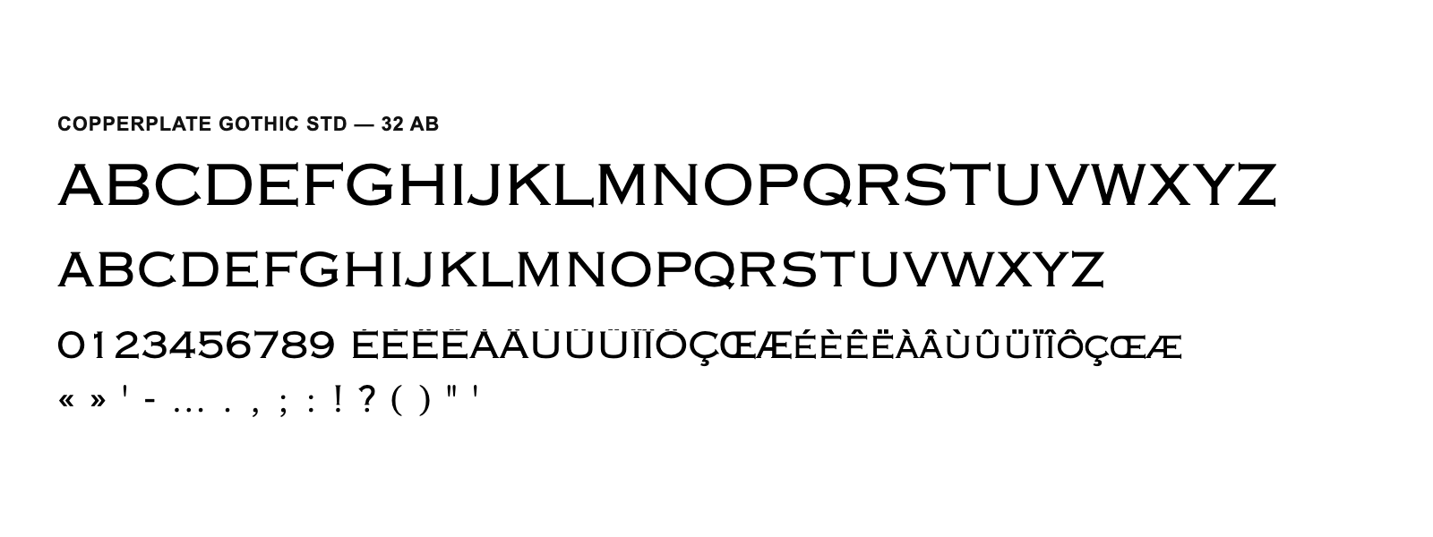 Spécimen de Copperplate Gothic Std 32 AB