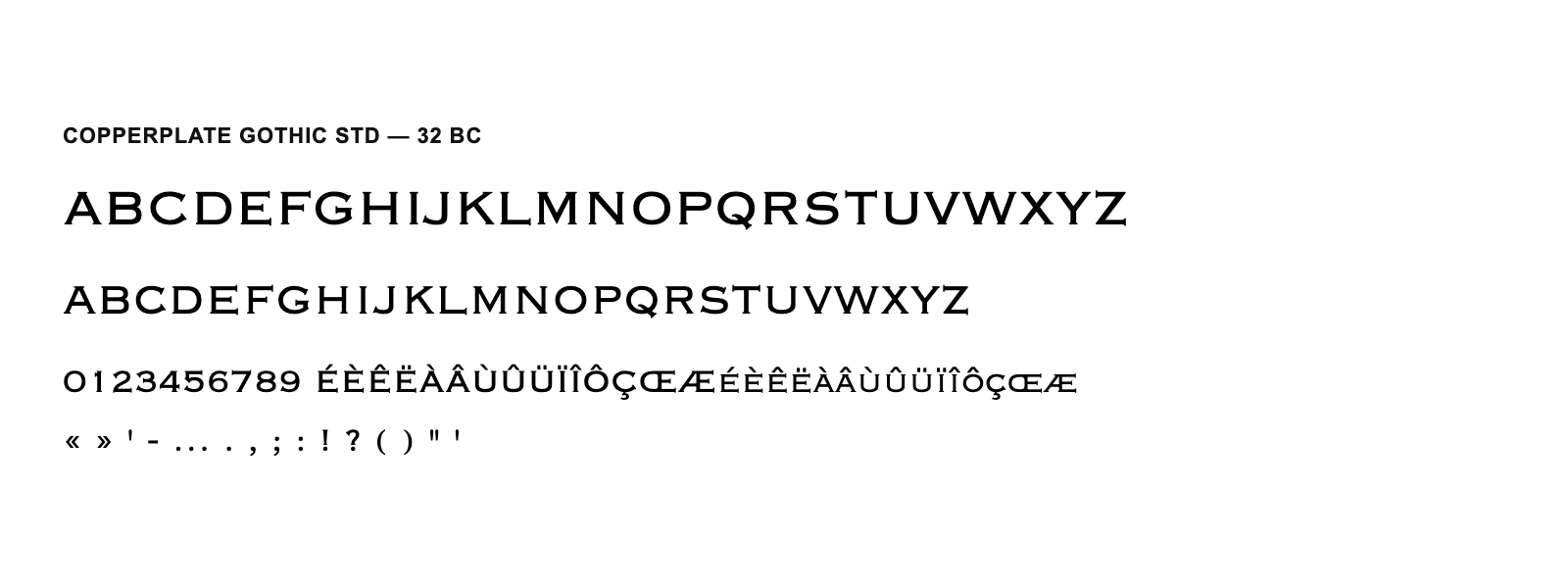 Spécimen de Copperplate Gothic Std 32 BC