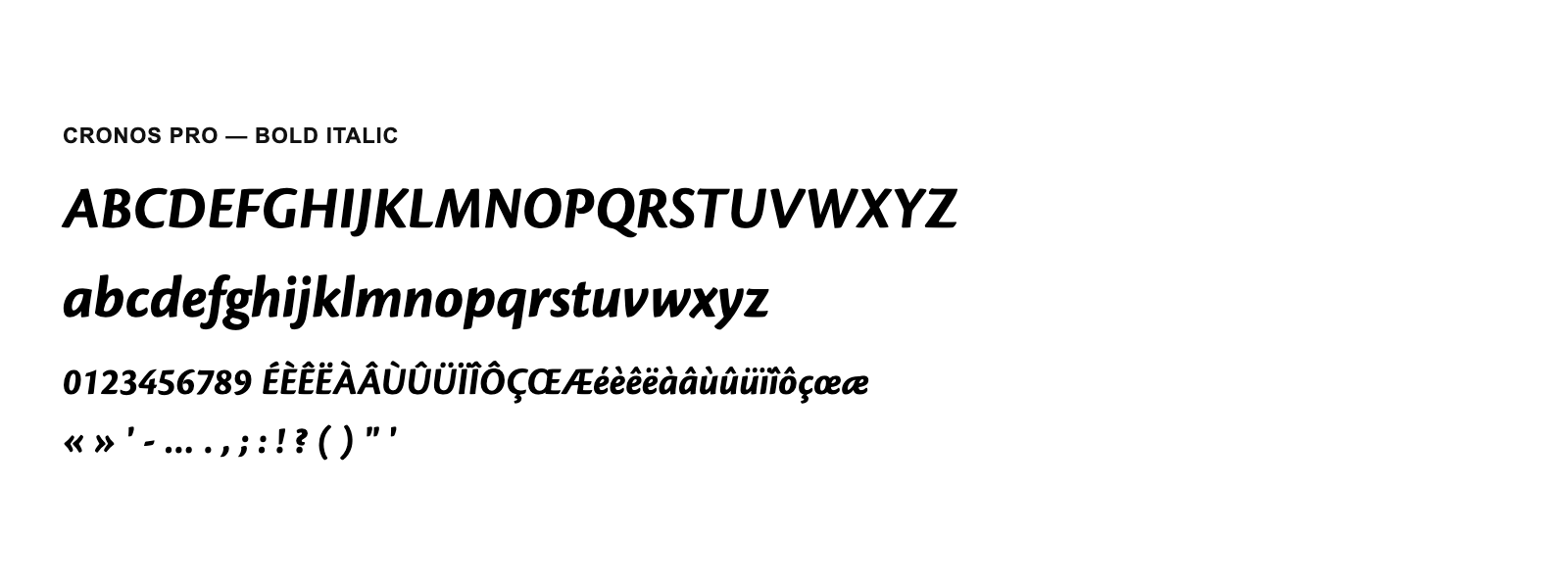 Spécimen de Cronos Pro Bold Italic