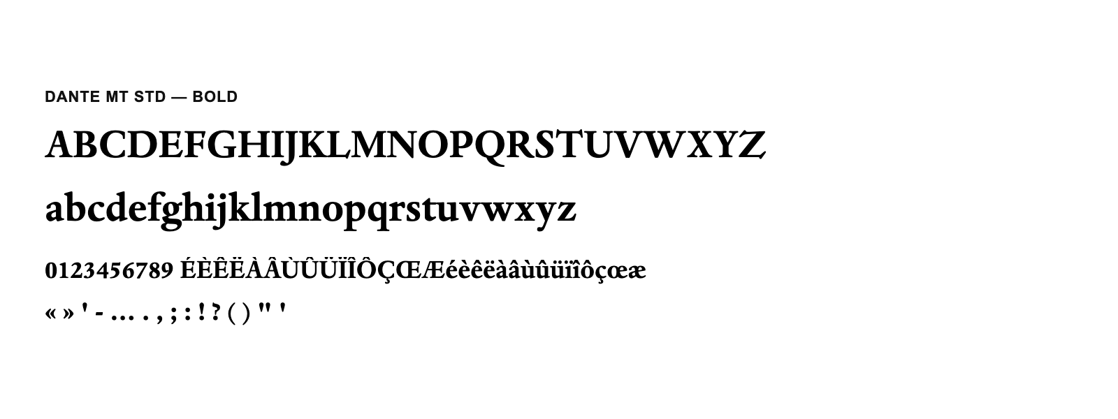 Spécimen de Dante MT Std Bold