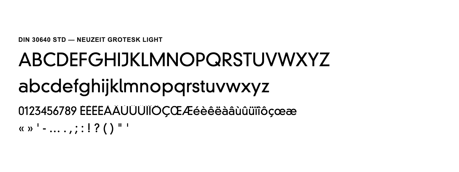 Spécimen de DIN 30640 Std Neuzeit Grotesk Light