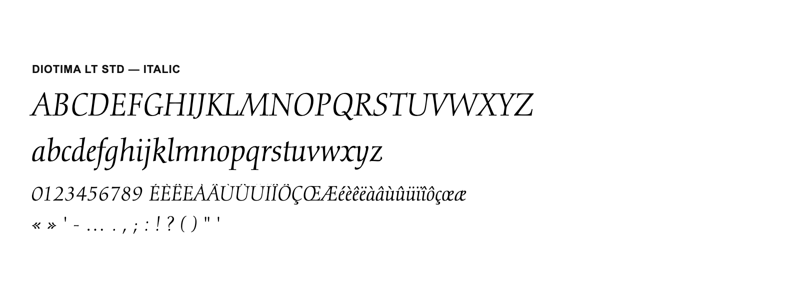 Spécimen de Diotima LT Std Italic