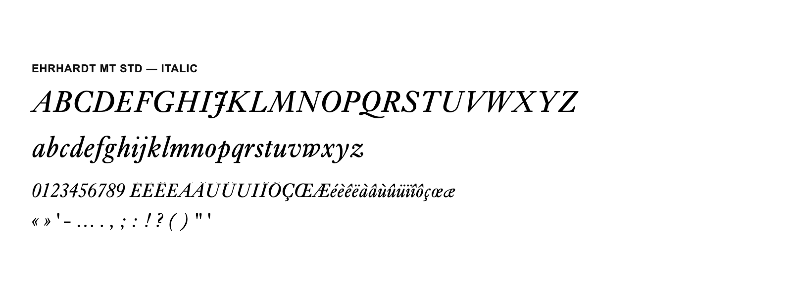 Spécimen de Ehrhardt MT Std Italic
