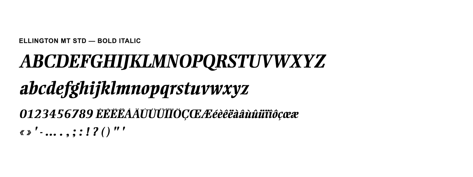 Spécimen de Ellington MT Std Bold Italic