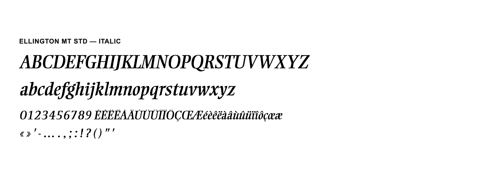 Spécimen de Ellington MT Std Italic