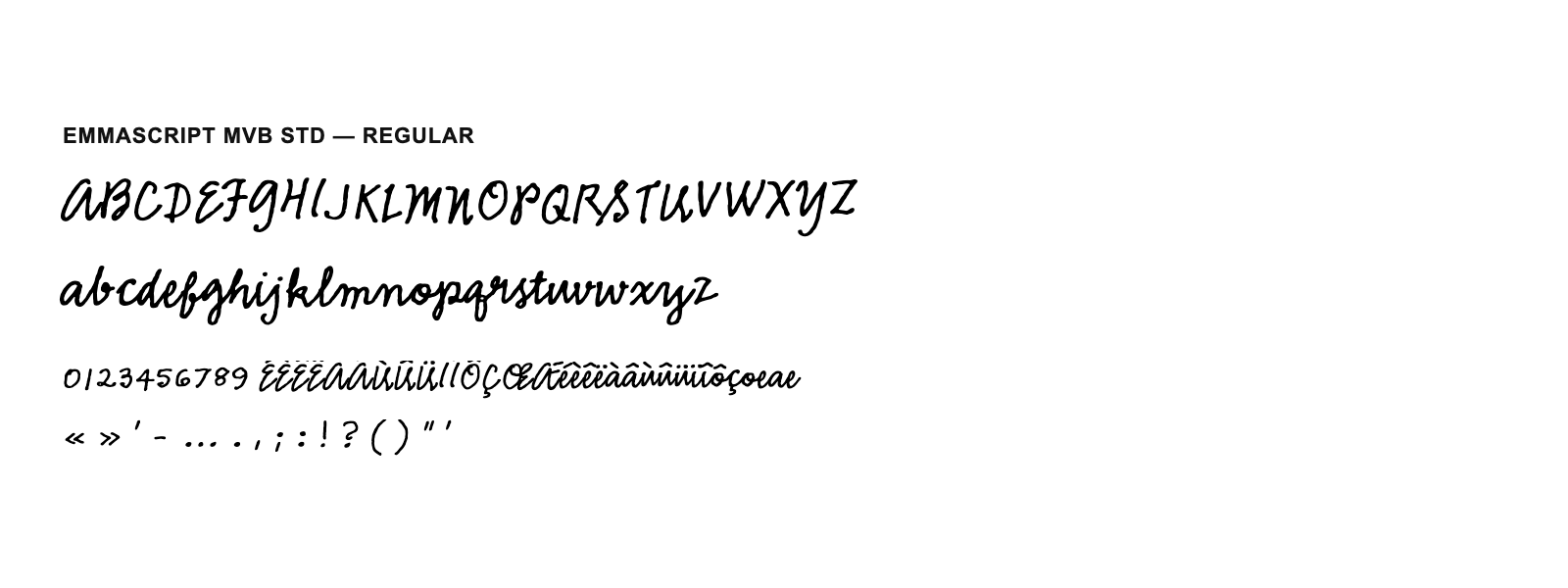 Spécimen de Emmascript MVB Std Regular