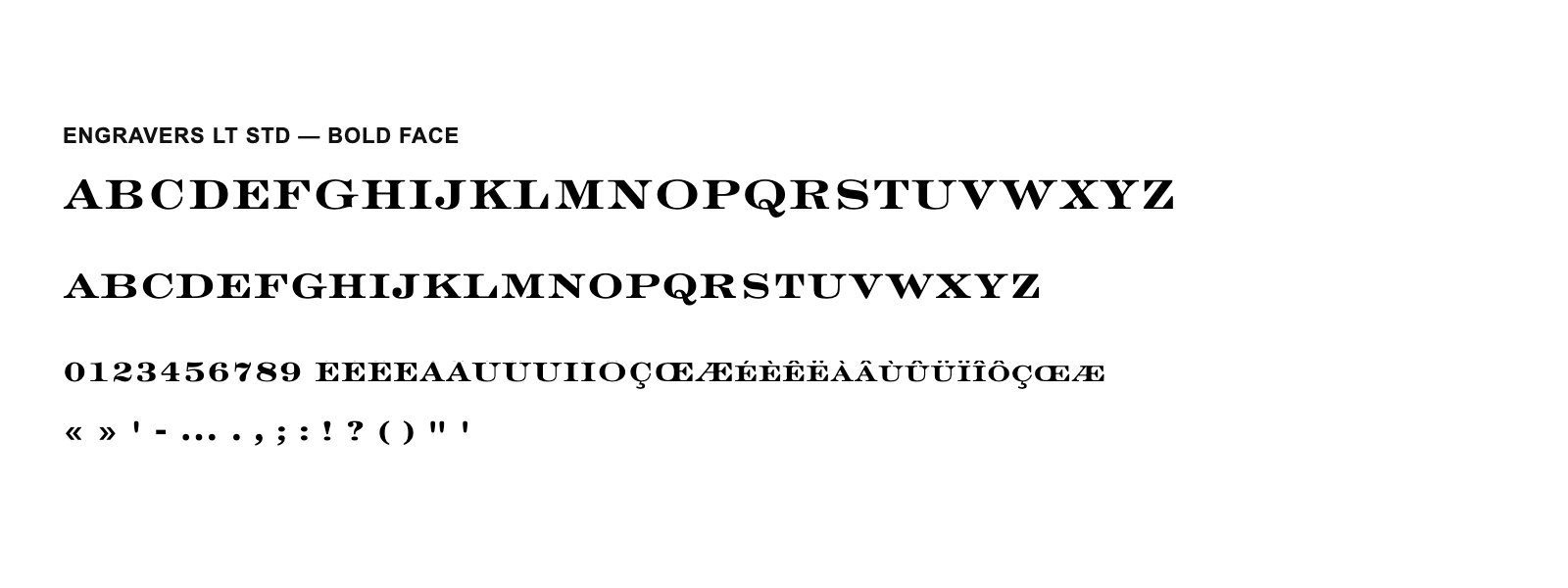Spécimen de Engravers LT Std Bold Face