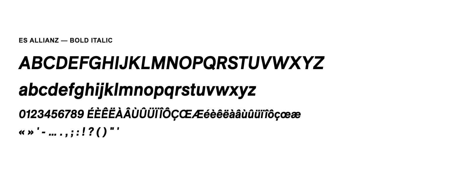Spécimen de ES Allianz Bold Italic