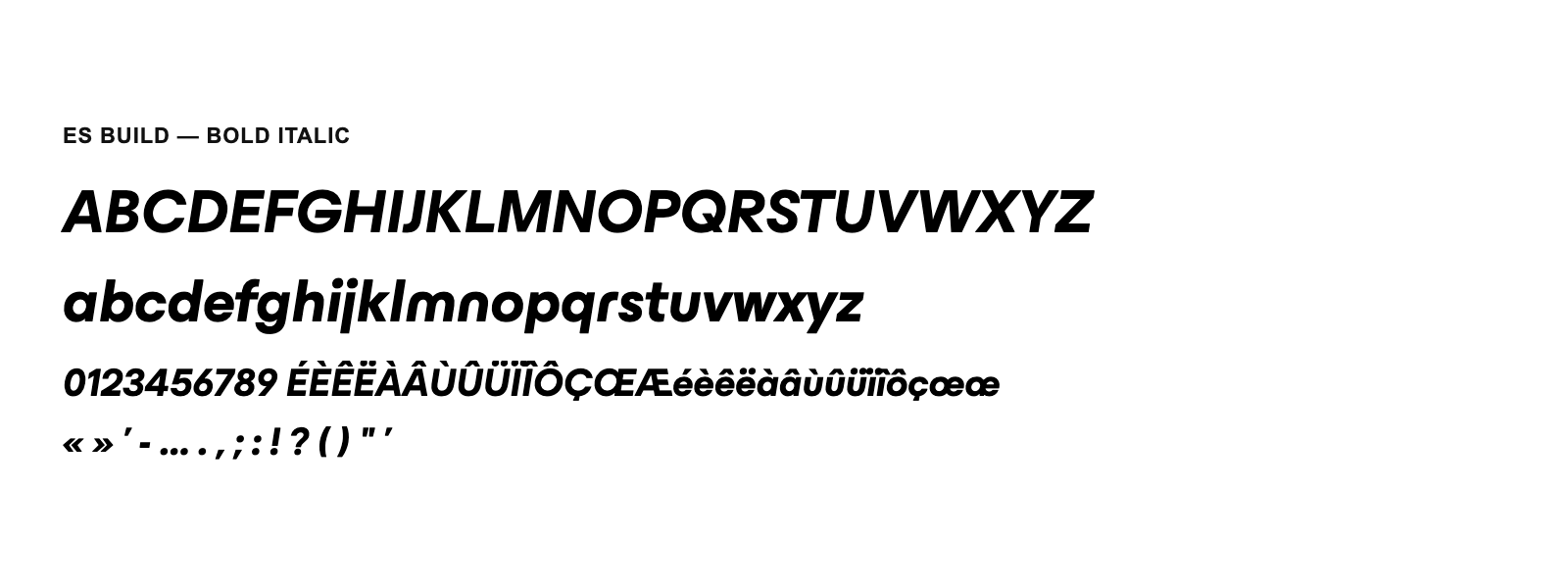 Spécimen de ES Build Bold Italic