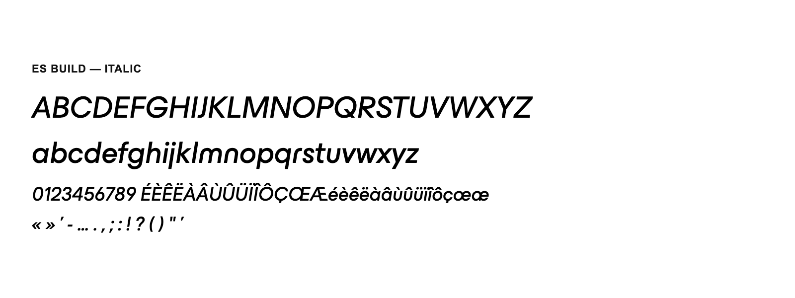 Spécimen de ES Build Italic