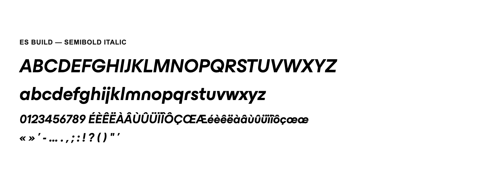 Spécimen de ES Build Semibold Italic