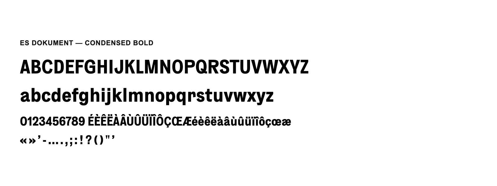 Spécimen de ES Dokument Condensed Bold