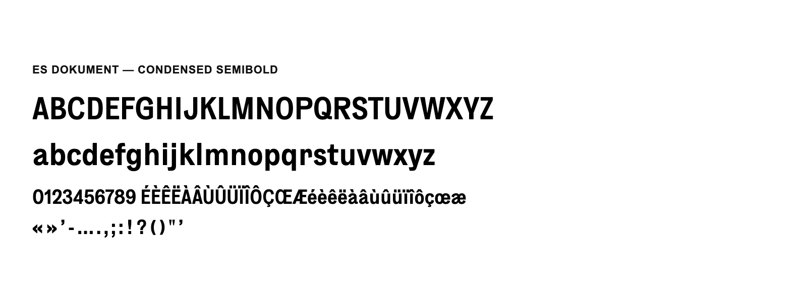 Spécimen de ES Dokument Condensed Semibold