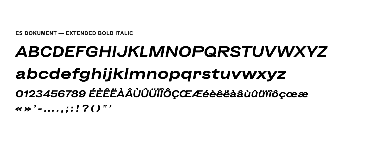 Spécimen de ES Dokument Extended Bold Italic