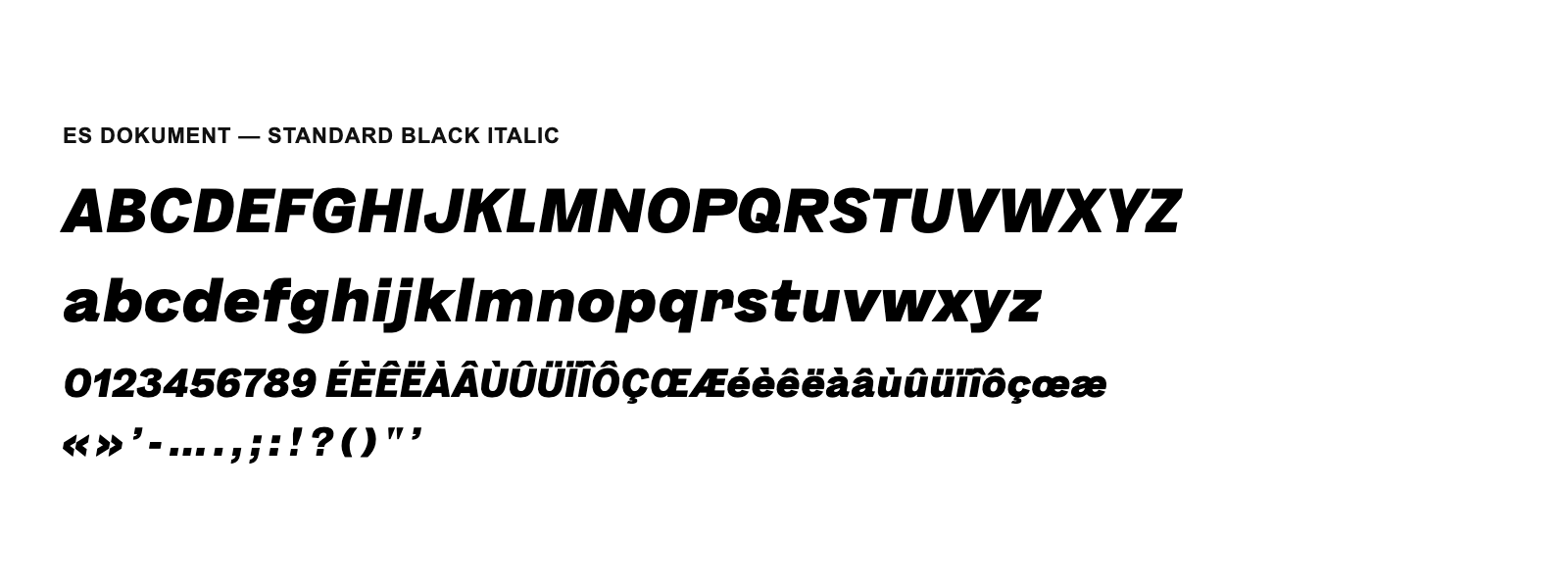 Spécimen de ES Dokument Standard Black Italic