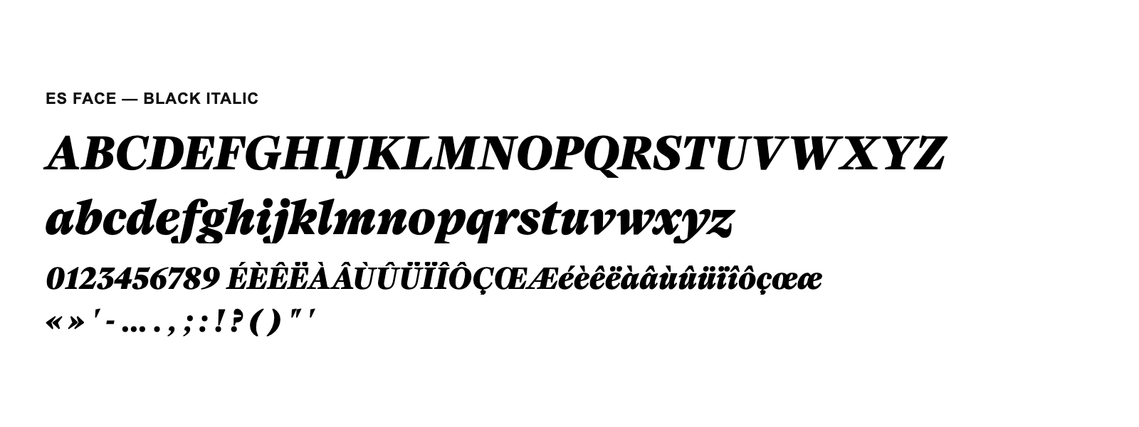 Spécimen de ES Face Black Italic