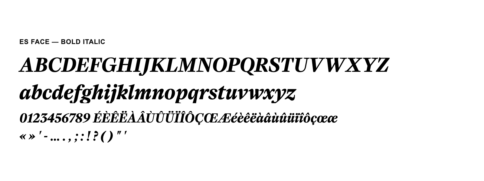 Spécimen de ES Face Bold Italic