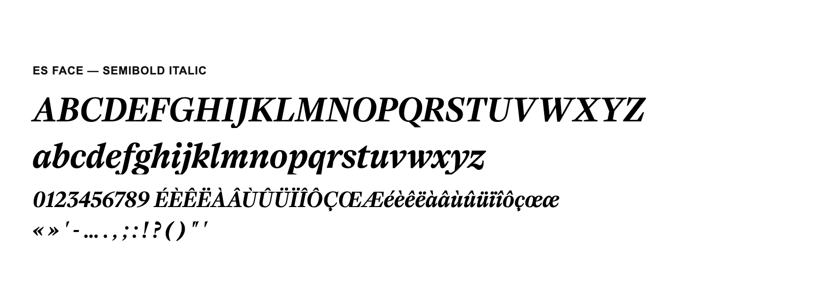Spécimen de ES Face SemiBold Italic