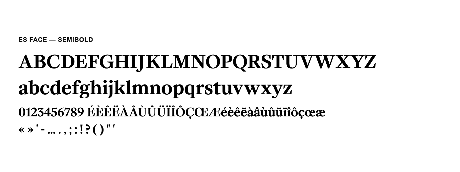 Spécimen de ES Face SemiBold