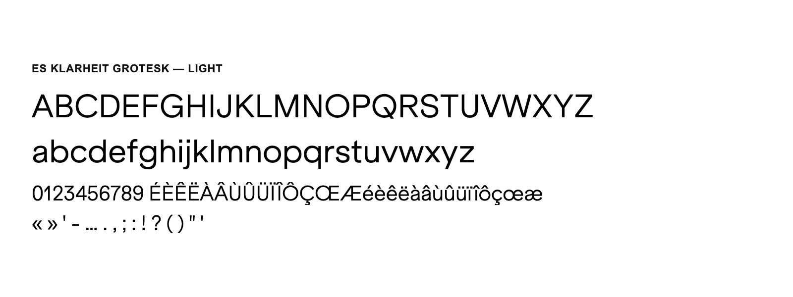 Spécimen de ES Klarheit Grotesk Light